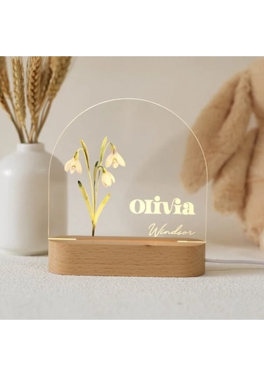 Besthome1 Kişiye Özel Doğum Günü Çiçek Gece Lambası - July Desenli Usb Led Neon Hediyelik Sıcak Işık