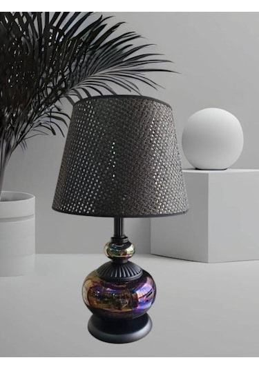 Athyra Abajur Siyah Sedef Siyah Şapkalı Siyah