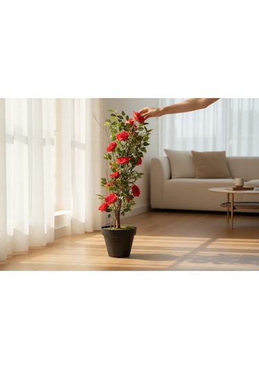 Yapay Agaç 140 Cm Kırmızı Gül Agacı Yeşil