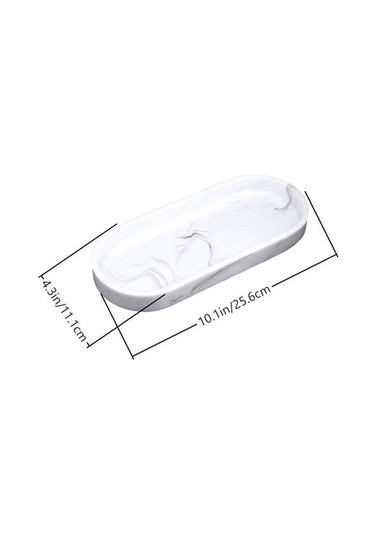 Otel Mermer Doku Depolama Tepsisi Banyo Tepsisi Reçine Tepsi Reçine Küvet Tepsisi Depolama Tepsileri Ahşap - Beyaz