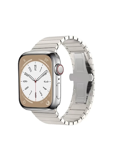 Apple Watch Uyumlu  42mm Kr413 Fine Steel Kordon - Yıldız Işığı