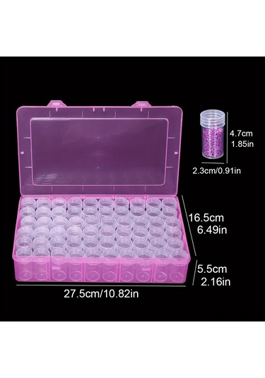 Springsun Renkli Çember Sticker'lı, Bölmeleri Ayrılabilir, Şeffaf Akrilik Malzemeyle Yapılmış, Kozmetik Ve İlaçları Saklamak İçin Pembe Depolama Kutusu 60 Adet Pembe