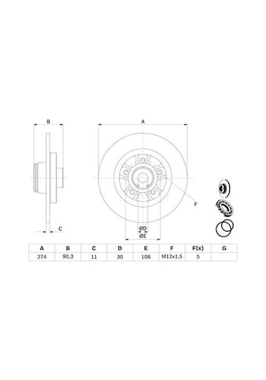Renault Kangoo 2 1.5dci 2008-2019 Bosch Arka Disk Rulmanlı 274mm 2 Adet
