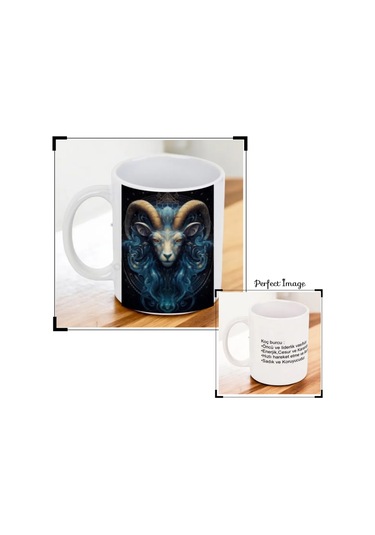 Burc Açıklamalı Kupa Bardak - Koç Beyaz