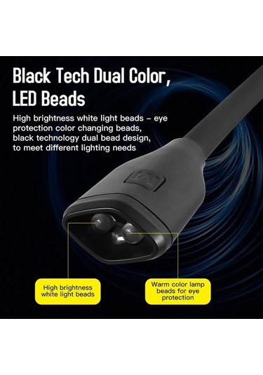 Ebitda Boyun Okuma Işığı Led, Gece Koşu Işığı, Şarj Edilebilir, Su Geçirmez, Siyah Siyah