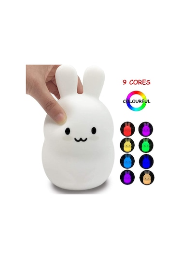 Suofeng Tavşan Şekilli Gece Lambası - Çocuklar İçin Güvenli Silikon Dokunmatik Usb Şarjlı Taşınabilir Yatak Başı Bebek Odası Hediyelik Beyaz