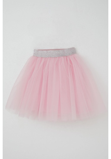 Breeze Kız Çocuk Tütü Etek Beli Sim Detaylı Lastikli 5-10 Yaş, Pembe Pembe