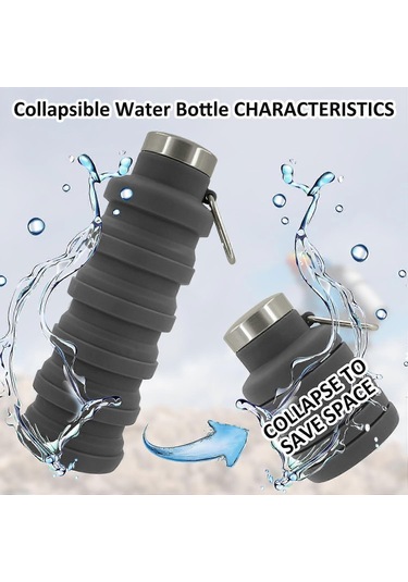 2025 Katlanabilir Su Bardağı 500ml , 1 Adet Gıda Sınıfı Silikon Su Bardağı, Taşınabilir Spor Su Bardağı, Sızdırmaz Tekrar Kullanılabilir Su Bardağı Siyah Çok Renkli