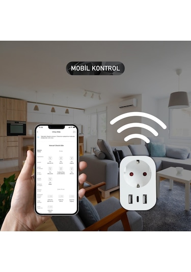 Onvec Usb Type-c Akıllı Tekli Priz, Wifi + Ble, Google Home Ve Amazon Alexa Uyumlu, Uzaktan Kontrol