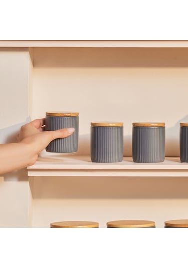 Karaca Massimo 7'li Seramik Vakum Kapaklı Baharat Takımı Antrasit Antrasit