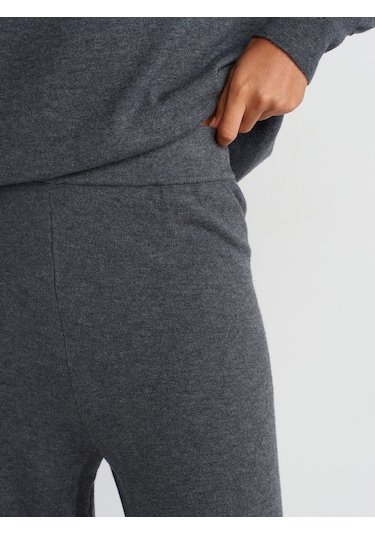 Dilvin 70163 Beli Lastikli Yünlü Triko Pantolon-füme M. Füme M.