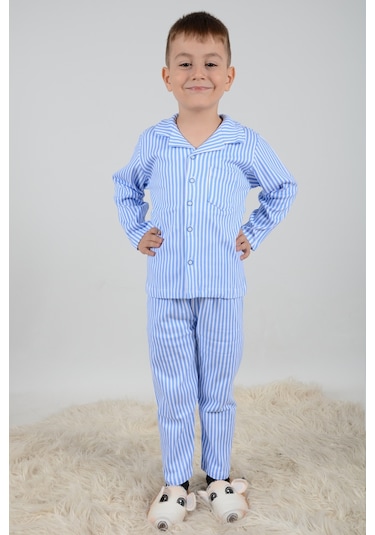 Lemoon Çizgili Düğmeli Çocuk Pijama Takımı C83294 001