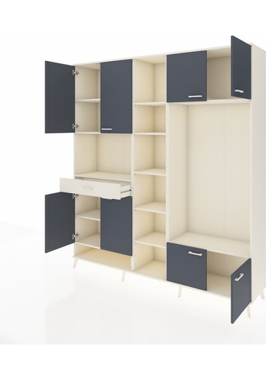 Hyperion Dolap 12 Raflı Tek Çekmeceli 8 Kapaklı 220x44x243 Aytaşı-antrasit/aytaşı Antrasıt/aytası