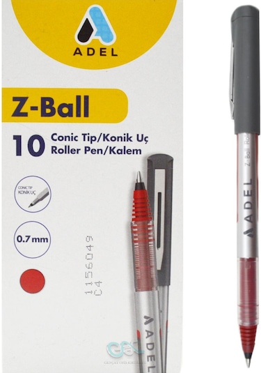 Adel Z-ball Roller Kalem 0.7 Mm Kırmızı 10 Adet