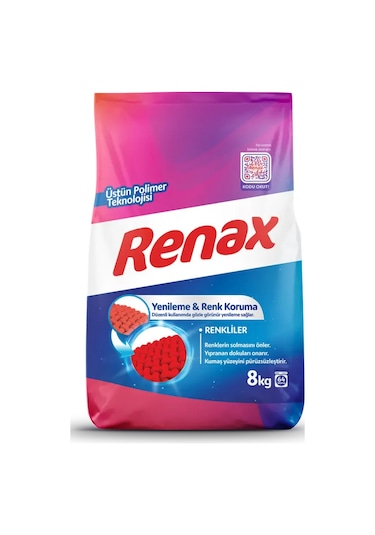 Renax Matik Renkliler için Toz Çamaşır Deterjanı 64 Yıkama 8 KG
