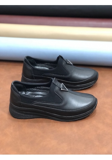 Derilax Marяka Hakiki Deri Tam Ortopedik Hafif Yumuşak Kadın Anne Ayakkabısı Siyah