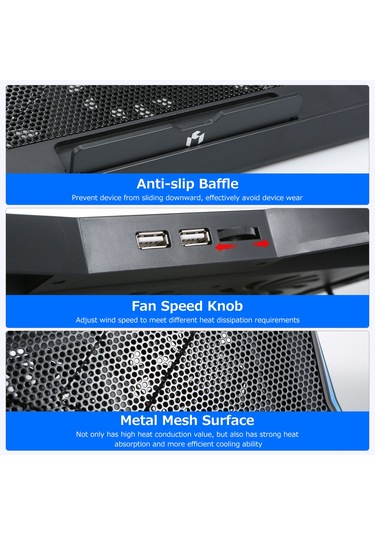 Reedark 6 Fanlı Katlanabilir Taşınabilir Laptop Soğutucu - 6 Kademeli Ayarlanabilir Yükseklik, Düşük Gürültü, Çift Usb Port