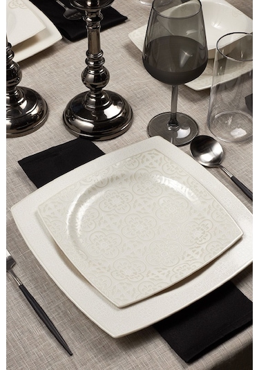 Karaca  Square Bone Royal Lace 24 Parça 6 Kişilik Yemek Takımı
