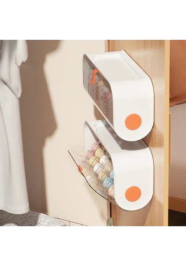 Wondernest Şeffaf Saklama Organizatörü Montajlı Çekmeceli Kutu Gardırop Duvar Düzenleyici Mavi