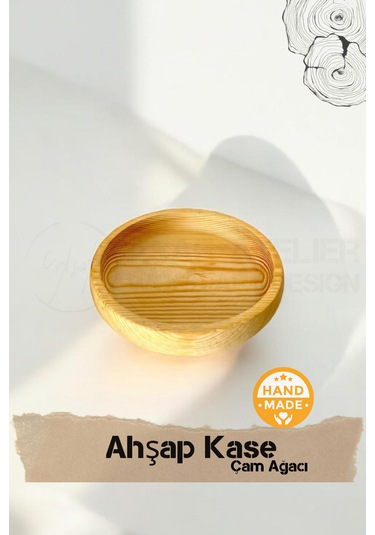 El Yapımı Çam Ağacı Ahşap Kase & Çerezlik 20 Cm