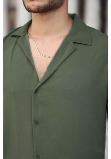 Tex Republic Erkek Yeşil Rahat Kesim Dokulu Oversize Salaş Aerobin Gömlek Yeşil