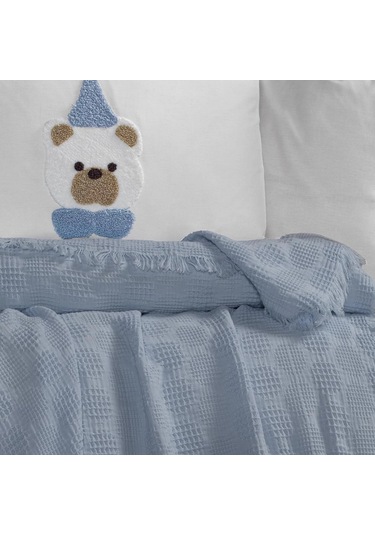 Kanz Bebek Waffle Müslin Nakışlı Pike Knz-021 Teddy
