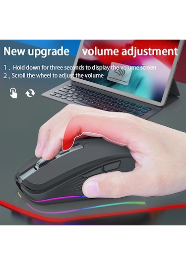 Geeksen 2.4 G Bluetooth 5.1 Çift Modlu Ergonomik Kablosuz Mouse