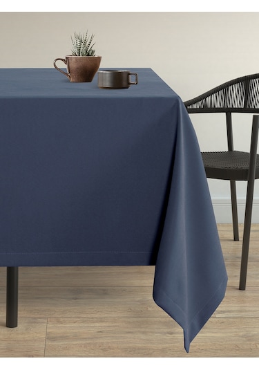 Kadife Dokulu Lacivert Dertsiz Masa Örtüsü Lacivert