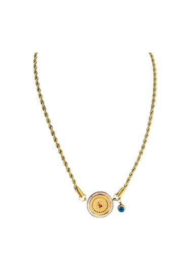 Bhs Life Kalın Zirkon Taşlı Çeyrek Altın Model Çelik Kolye