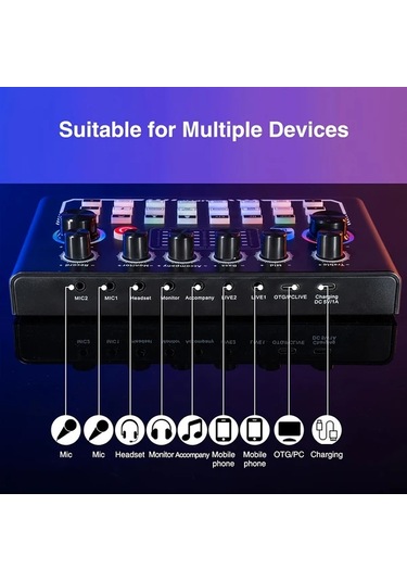 Motion003 F009 Podcast Ekipman Seti Dj Karıştırıcı Ve Ses Arayüzü Stüdyo Mikrofonu Pc A