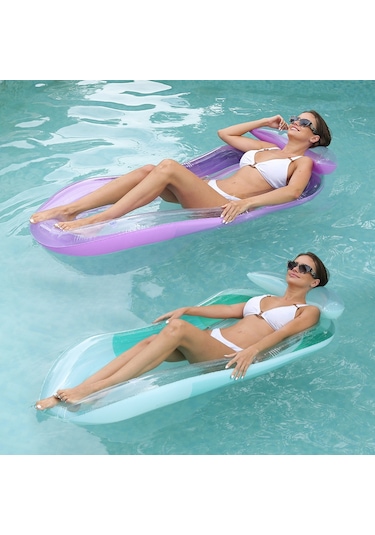 Skycity Yeşil Degrade Yüksek Dayanıklı Yatma Sandalyesi, Kol Dayaklı, Ağızlı Cep Ve Katlanabilir Tasarım, Sualtı Rahatlığı İçin 160x90cm