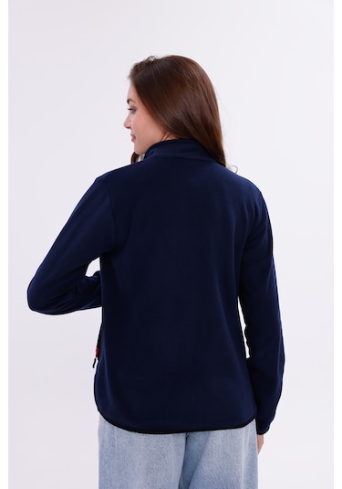 Monox Kadın Slim Fit Tam Fermuarlı Polar Ceket Lacivert
