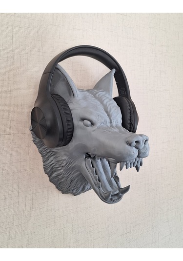 Gri Kurt - Duvar Dekorasyonu Ve Kulaklık Tutucu
