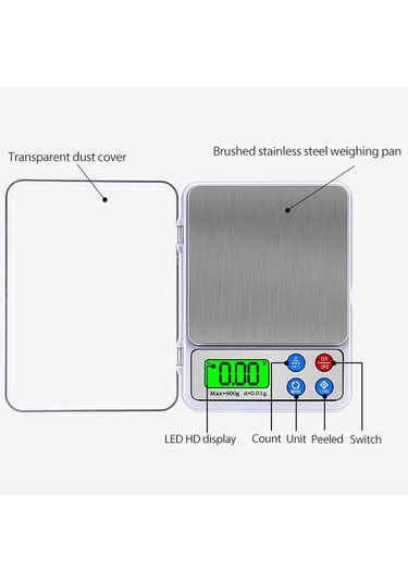 Sones Mh-555 600g X 0.01g Yüksek Doğruluklu Dijital Elektronik Taşınabilir Mutfak Terazisi Denge Cihazı 2.2 İnç Lcd Ekranlı