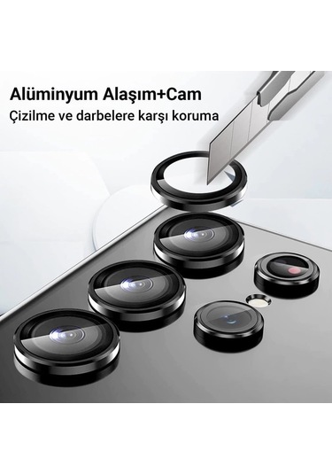 Samsung Galaxy Uyumlu  Z Fold 5 Valdez Metal Kamera Lens - Siyah