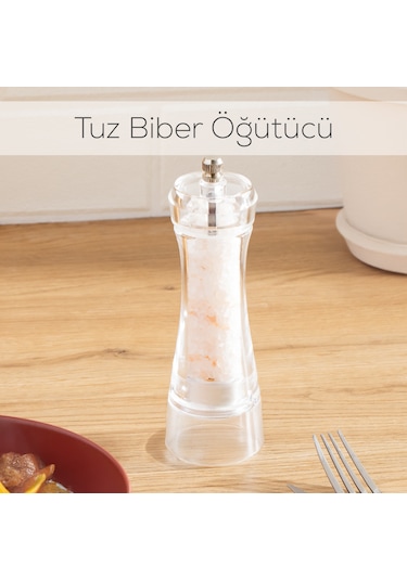 Porsima 181002 Baharat Öğütücü Değirmen Baharat Değirmeni El Değirmeni Tuz Karabiber Öğütücü Baharatlık Şeffaf