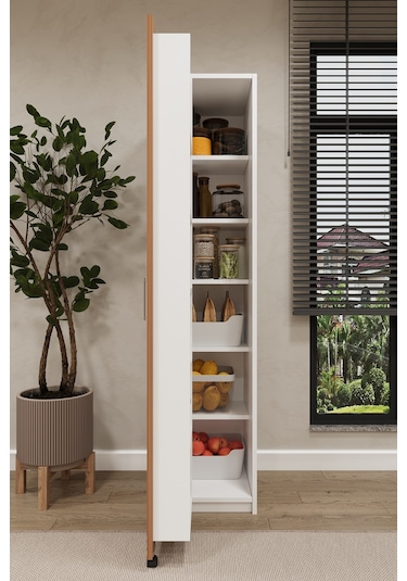 Asra Trend Çok Amaçlı Kiler Dolabı MK-19 %100 MDF Erzak Organizer Dolabı Petra