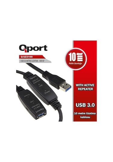 Qport Q-UZ3100 Usb 3.0 10 MT Uzatma Kablosu