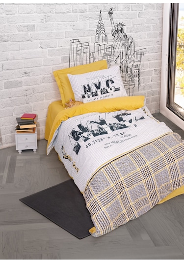 Cotton Box Genç Odası Tek Kişilik Nevresim Takımı Worldwide Hardal
