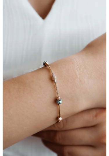 Firuze Nazar Günlük Altın Bileklik Sarı Altın