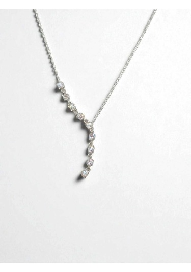 Zirkon Taşlı 925 Ayar Gümüş Y Kolye Zarif Ve Işıltılı Tasarım Gümüş