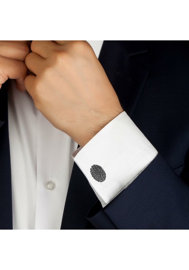 Elips Sarmaşık İşleme Telkari Erkek Gümüş Kol Düğmesi