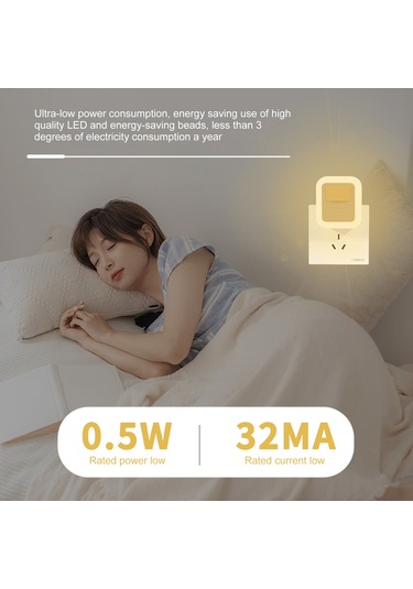 Kangvka Hareket Sensörlü Led Gece Lambası 2'li Paket - Otomatik Açma/kapatma 3000k Islak Beyaz Işık 5 Seviye Parlaklık Regülasyonu Eu Fişi Ac240v