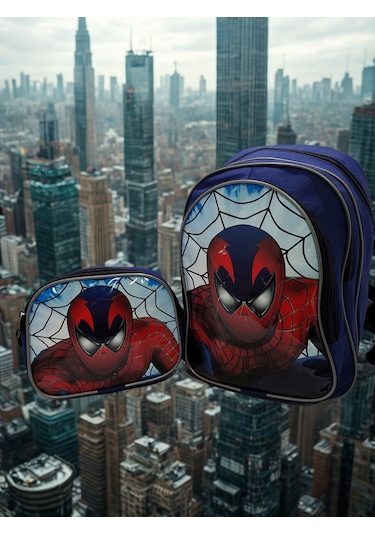 Newfull Erkek Örümcek Okul Ve Beslenme Çantası-Ekonomik