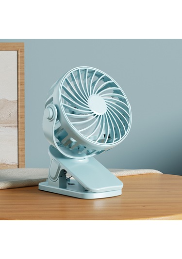 Mini Taşınabilir Usb Şarj Edilebilir Döndürülebilir Klipsli Masa Vantilatörü Mavi