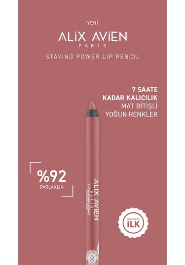 Alix Avien Suya Dayanıklı Uzun Süre Kalıcı Yumuşak Dudak Kalemi Staying Power Lip Pencil 53 Peachy Nude