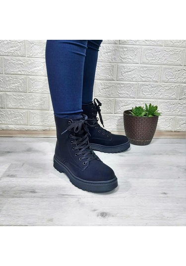 Polact 23001 Zümrüt Siyah Fermuarlı Bağacaklı Kaymaz Bayan Bot 001