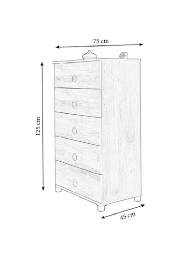 Mobilya Sarayı Yüksek 5 Çekmeceli Şifonyer (525247265)