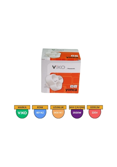 VİKO 3'Lü Yonca Topraklı Fiş - Priz