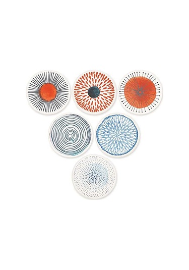 İçecekler İçin 6'lı Bardak Altlığı Seti Emici Yuvarlak Seramik Taş Bardak Altlığı Çok Renkli